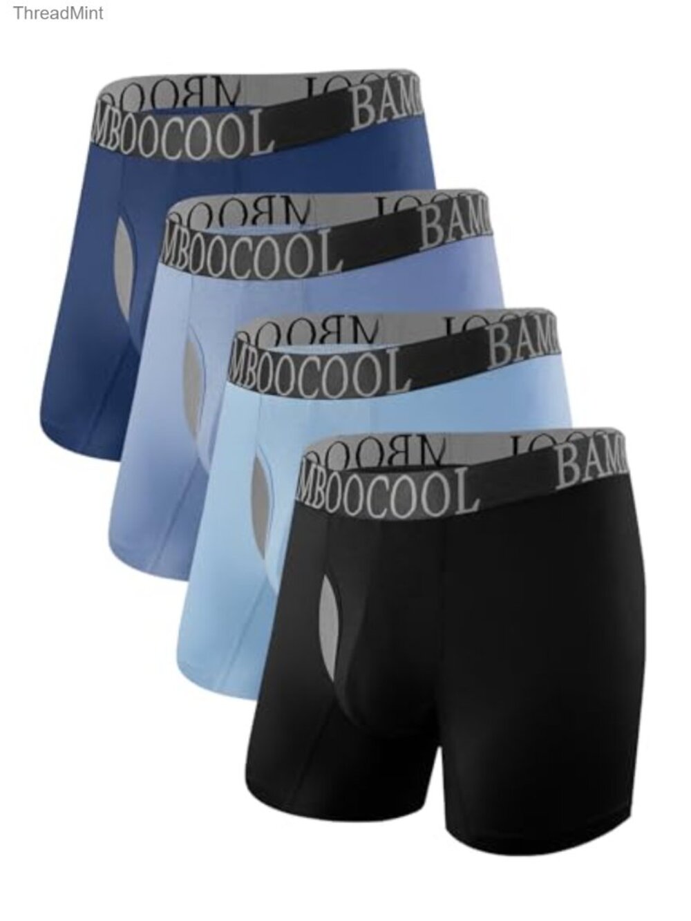 Mens Bamboo Viscose Mesh Boxer Briefs with Fly Breathable Cooling Underwear